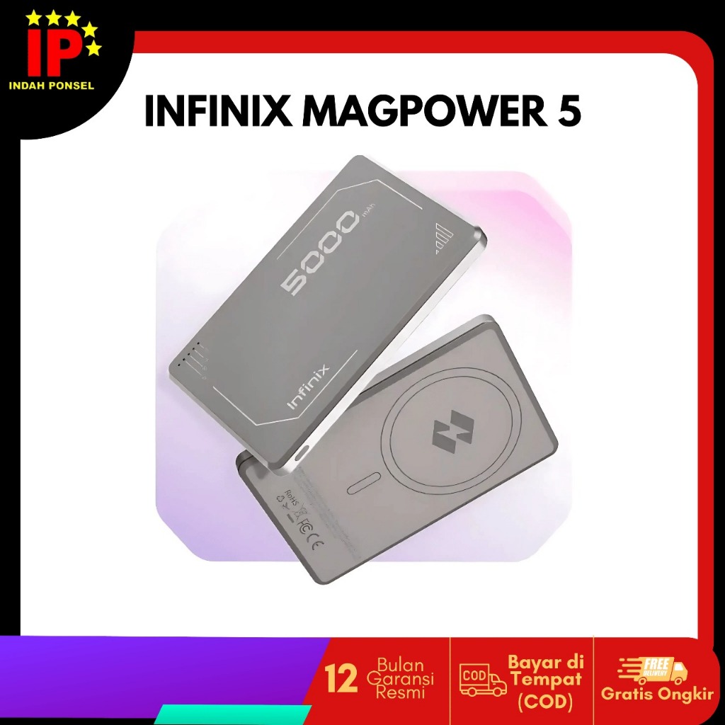 Infinix Power Bank Magpower 5 XP06 | Powerbank 5000mAh Wireless Charger - Titanium Grey