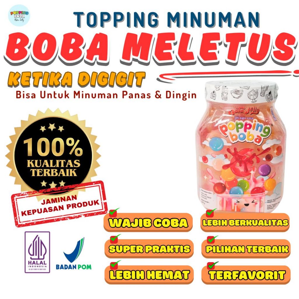 

Boba Meletus Dimulut Topping Minuman Instan - Popping Boba Pecah Dimulut Rasa Gula Batu 500 Gram | Cocok Untuk Semua Minuman | Popping Boba Nata Jelly