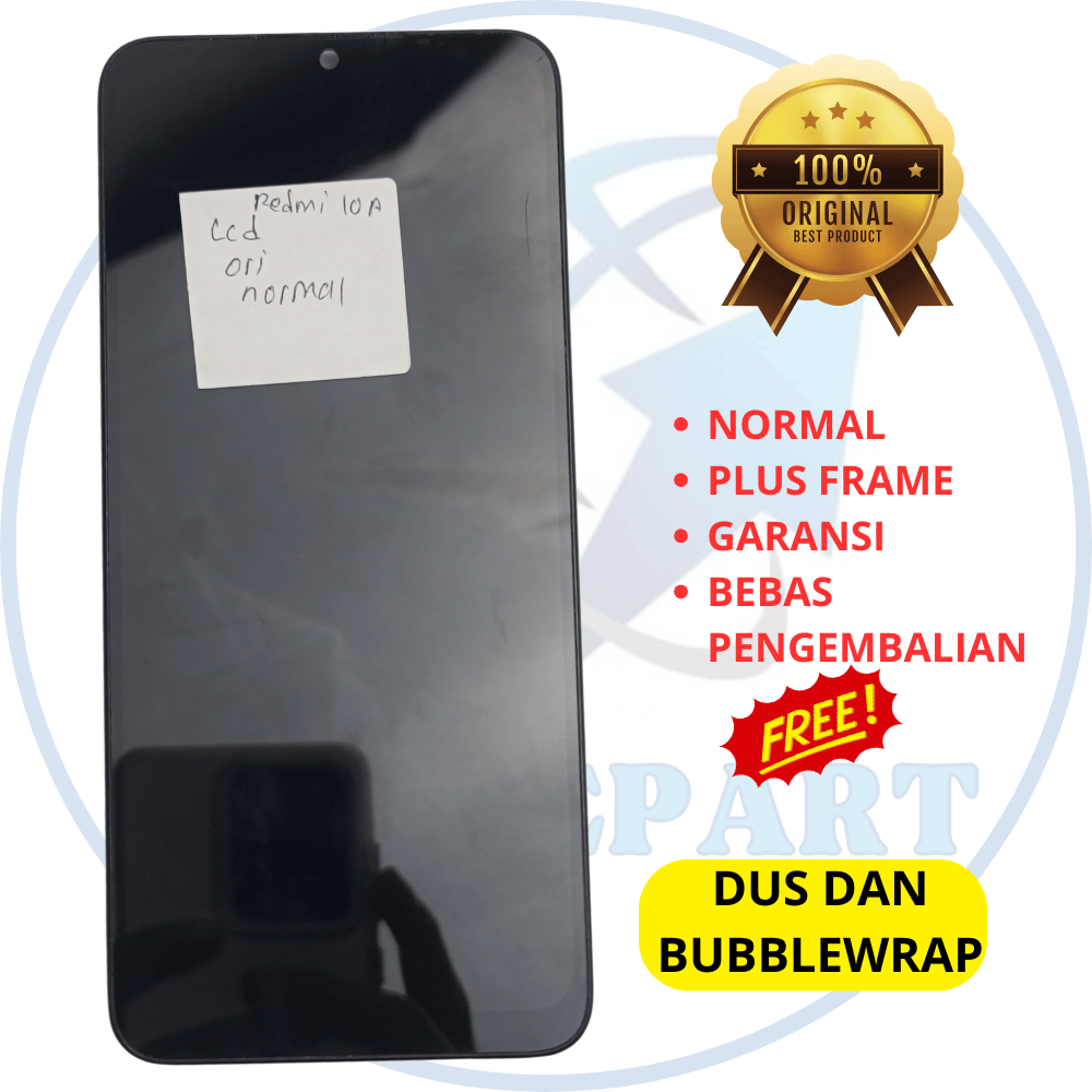 lcd hp xiaomi redmi 10a - fullset - plus frame - asli original copotan cabutan bawaan