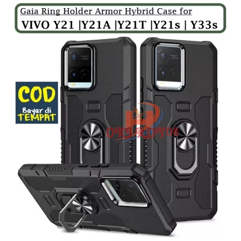 Casing Vivo Y21 | Vivo Y21A | Vivo Y21s | Vivo Y21T | Vivo Y33s Hard Plastic Case Ring Armor Robot C