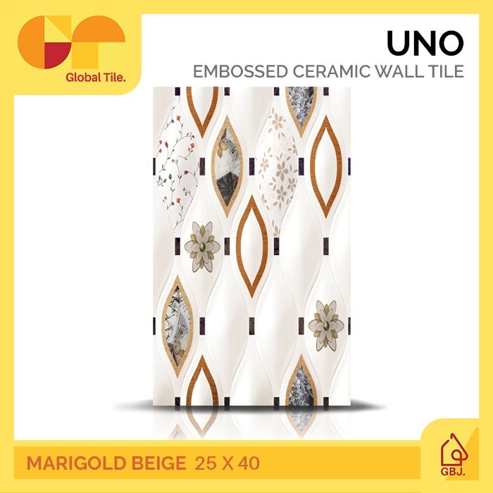 KERAMIK UNO 25 X 40 MARIGOLD BEIGE / KERAMIK DINDING HIAS TIMBUL GLOSSY