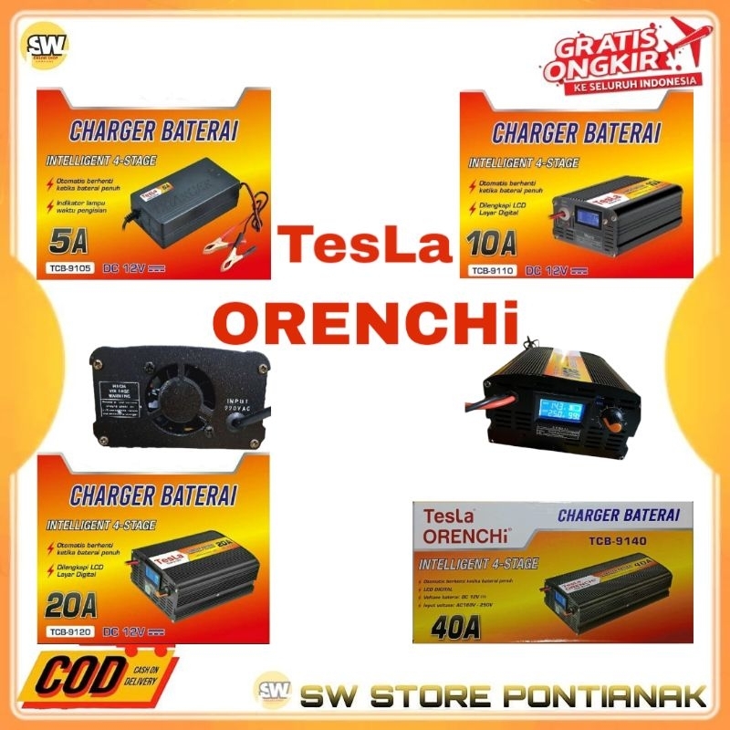 TESLA CHARGER CAS AKI ACCU INTELLIGENT OTOMATIS 12 VOLT 20 AMPER / PENGECAS AKI OTOMATIS TESLA 12 V 
