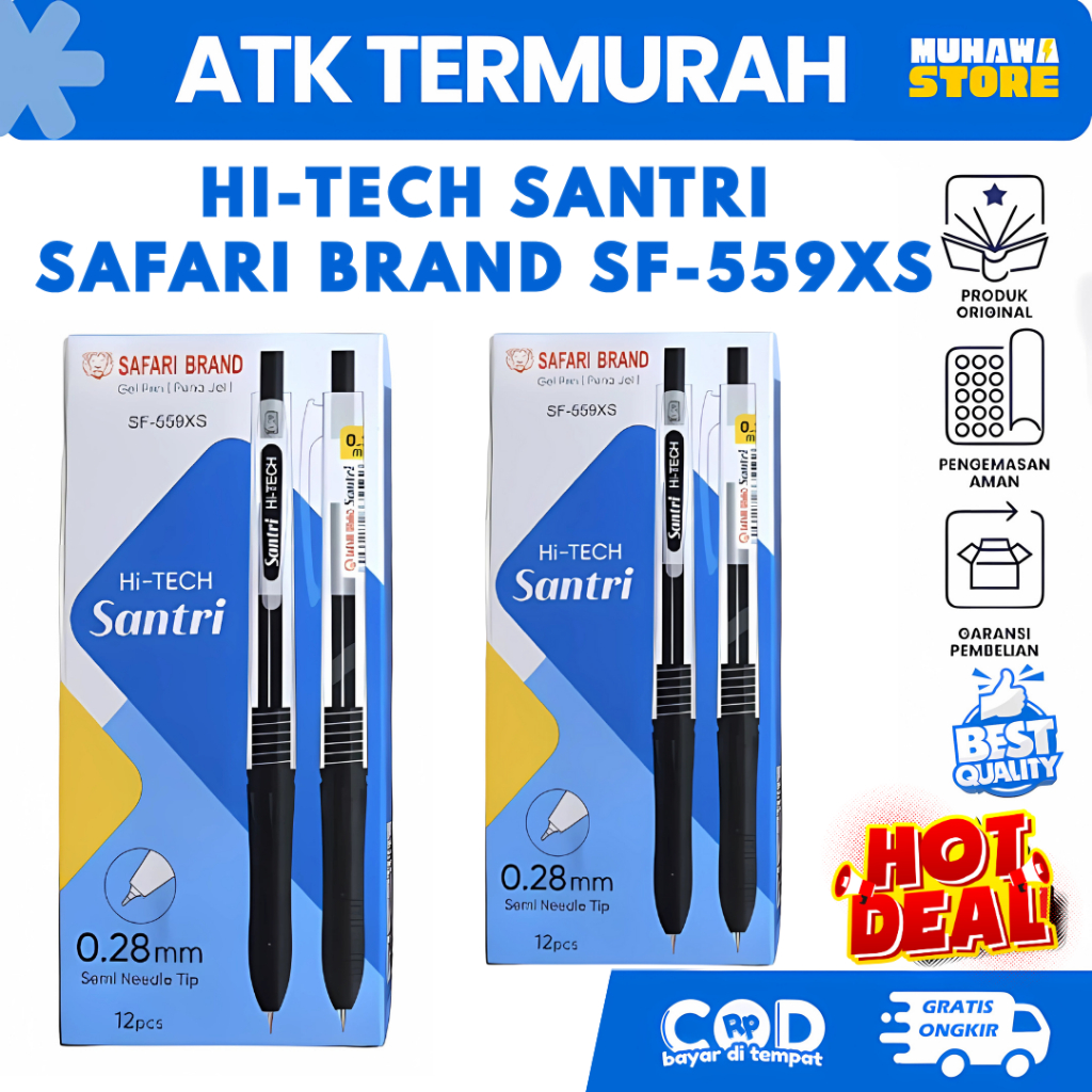 

GEL PEN HI-TECH SF 559XS SANTRI SAFARI 0,28 (LUSIN) 1 Pack isi 12 pcs - Hitam - Pulpen Tipis Halus