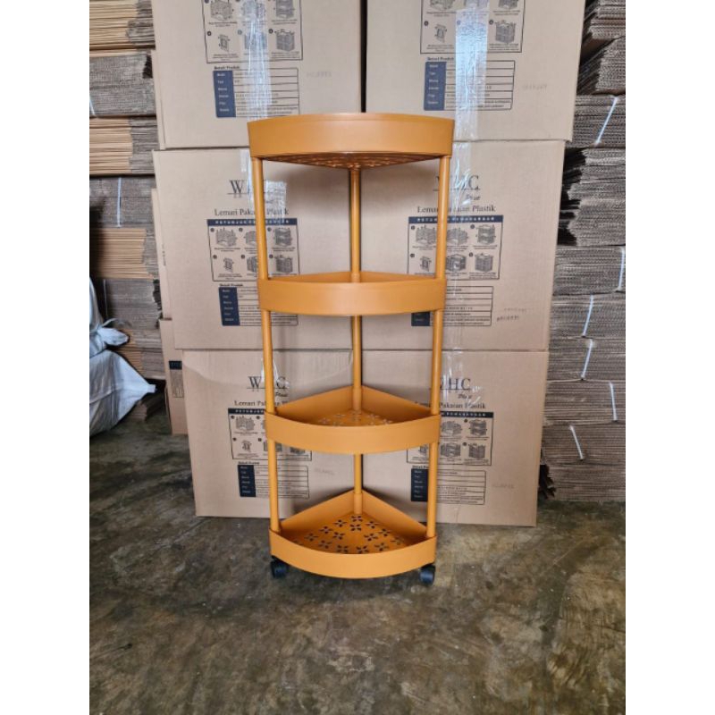 RAK SUDUT WARNA 4 SUSUN / RAK KOSMETIK RAK DAPUR / RAK SUSUN SUDUT SEGITIGA DAPUR PLASTIK