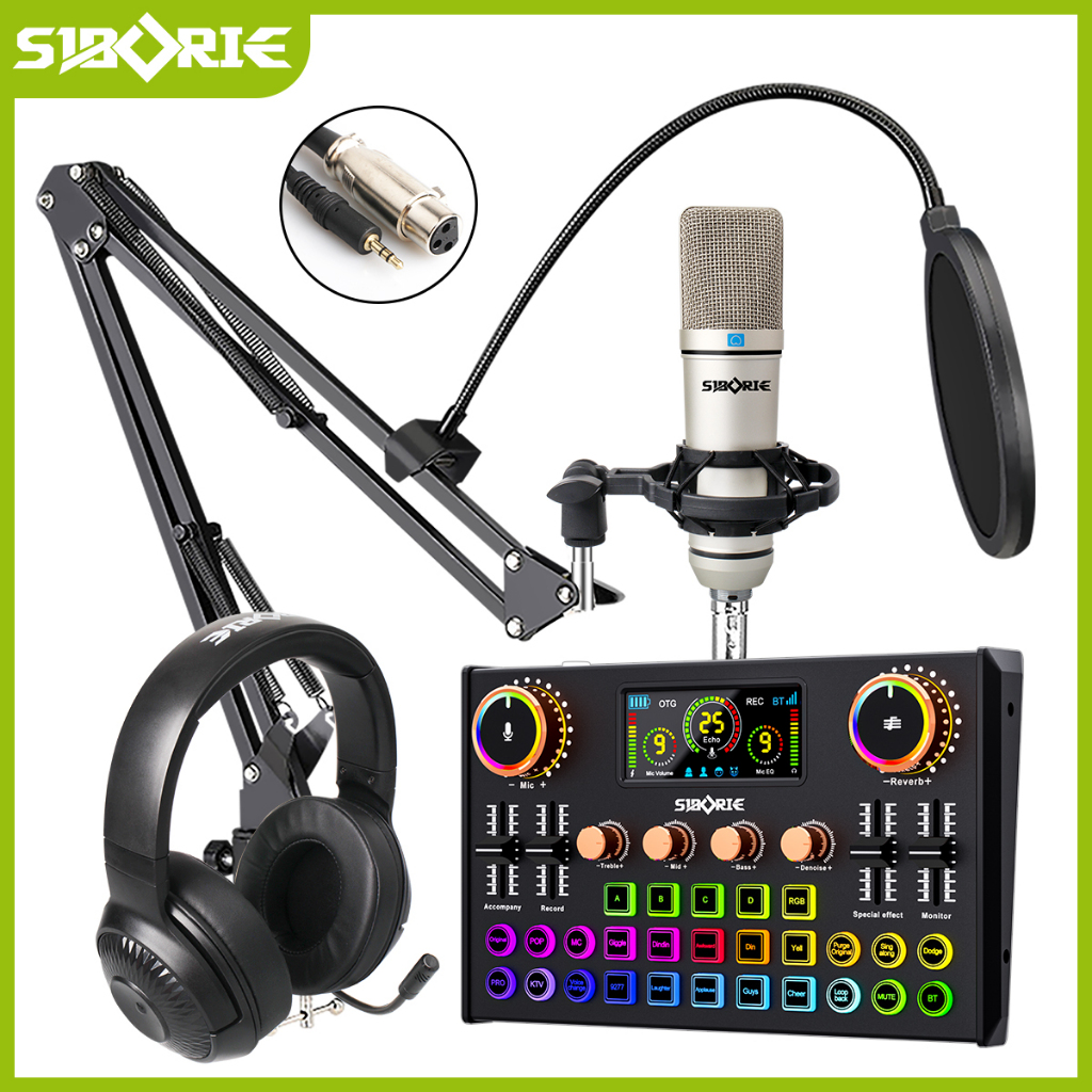 Siborie H600 soundcard Original U87 Mic H7 hedaphone Full Set for Live Streaming Langsung