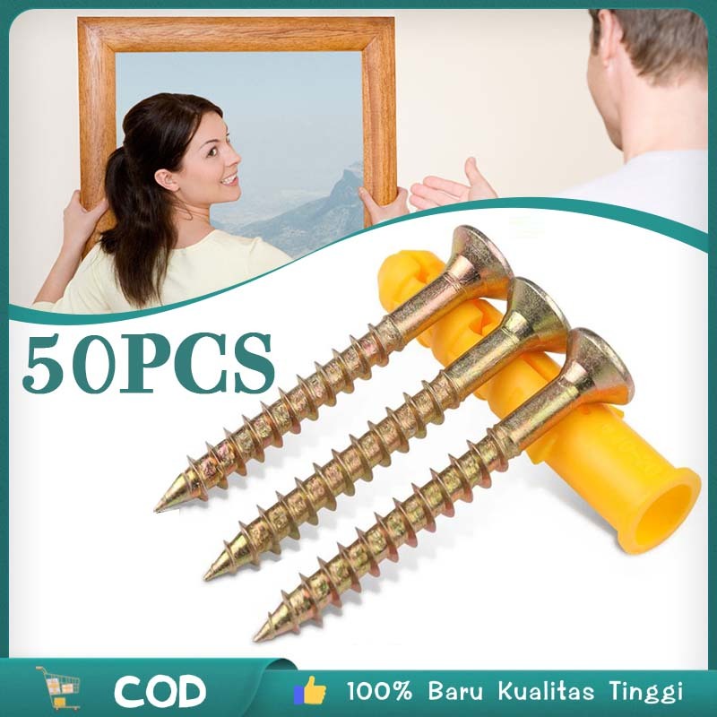 50 Set Sekrup Beton Tembok Baut Dinding Tembok Sekrup Dinding Tembok