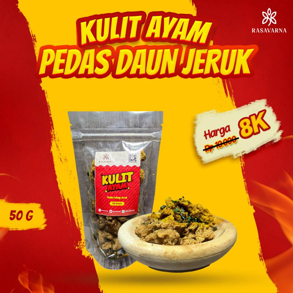 

Kulit Ayam Crispy Daun Jeruk Pedas 50gr