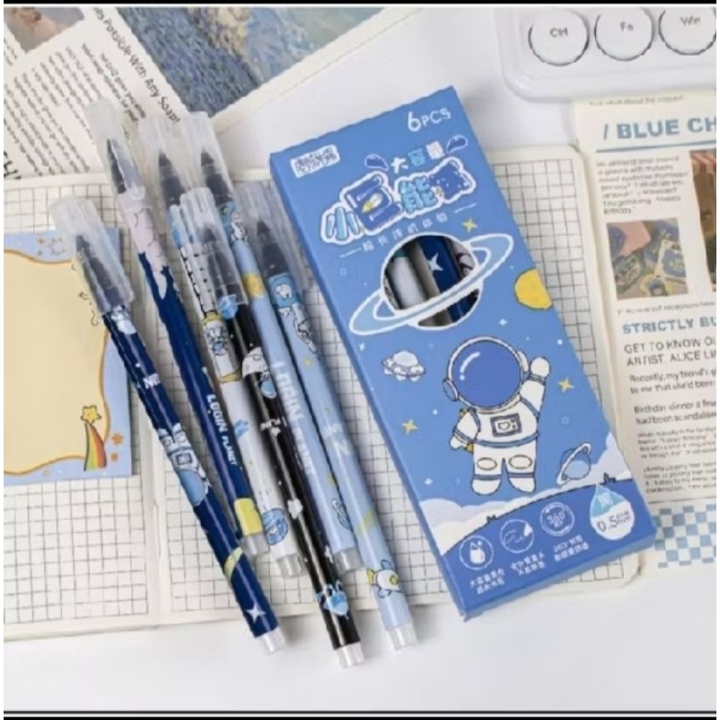 

1 Set isi 6 Pcs Pulpen Gel Cair Motif Kartun Kawaii Cute