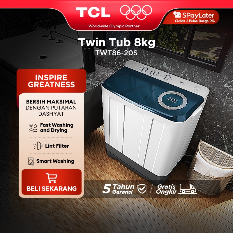 TCL MESIN CUCI TWINTUB 8KG - TWT86-20S