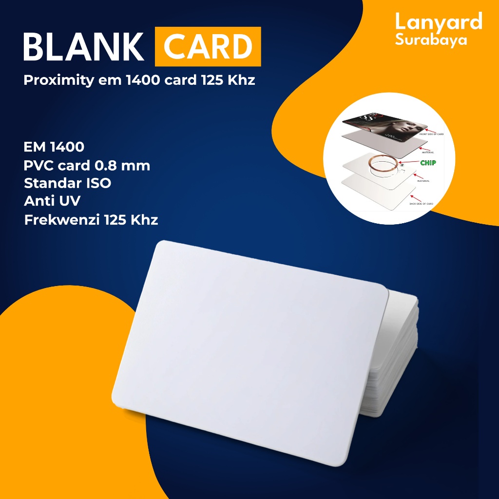 

Kartu PVC Blank Thermal Card Proximity Polos Em4100 Card 125 Khz 0.8 mm anti UV