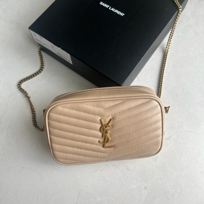 YSL MONOGRAM LOU MINI BAG DARK BEIGE GHW