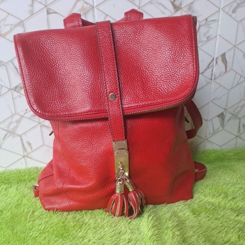 Preloved Tas Ransel | Tas Ransel Wanita | Ransel Wanita Warna Merah
