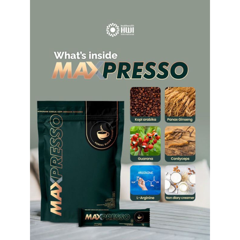 

kopi maxpreso hwi asli original dan bpom 1 puoch isi 5 sachet maxpreso panax ginseng