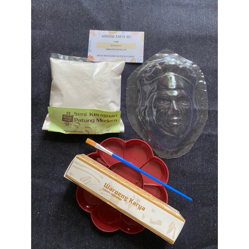 

topeng gypsum dan cetakan+cat 5warna+palet+kuas, topeng gypsum gambar, topeng gypsum lukis prakarya