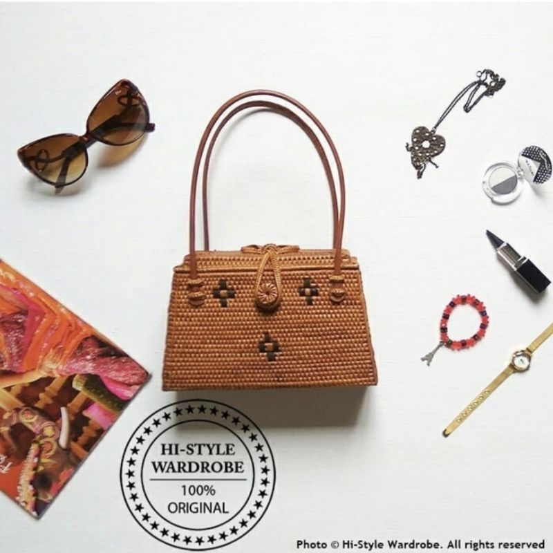 Tas rotan handbag tas jinjing wanita pantai liburan unik