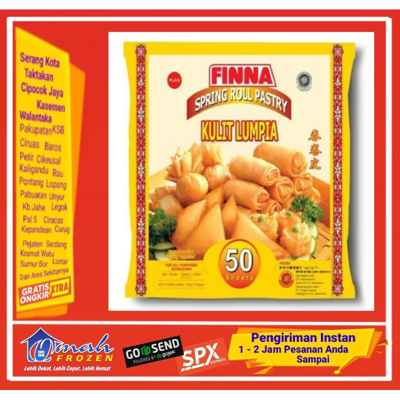 

FINNA Kulit Lumpia 250gr, isi 50 lbr, Frozen Serang