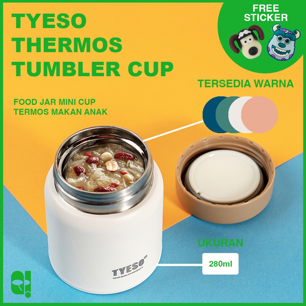 TYESO Food Jar Portable 280ml Lunch Box Stainless Steel TS-8765A Wadah Tempat Penyimpanan Bekal Maka