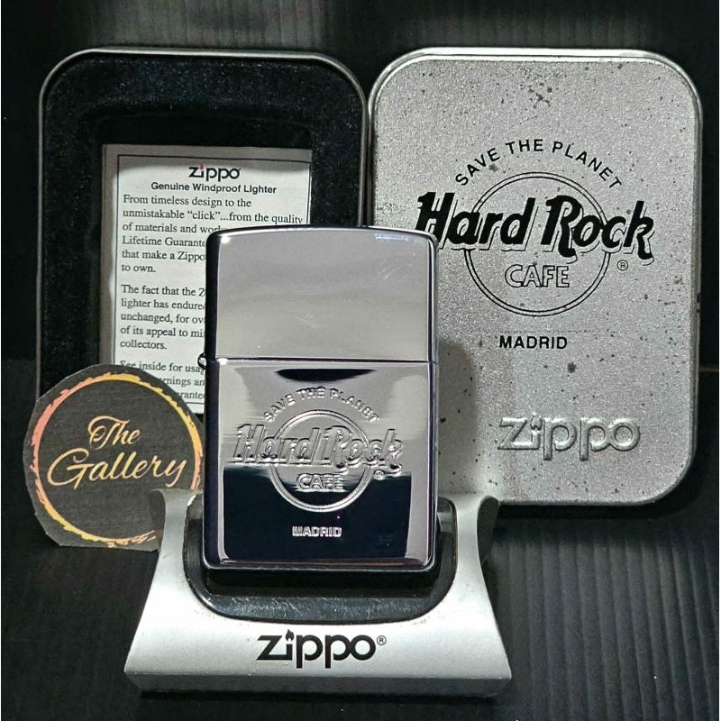 ⭐️⭐️⭐️⭐️⭐️ ORIGINAL ZIPPO OFFICIAL HARD ROCK CAFE MADRID TAHUN 2001 VERY RARE