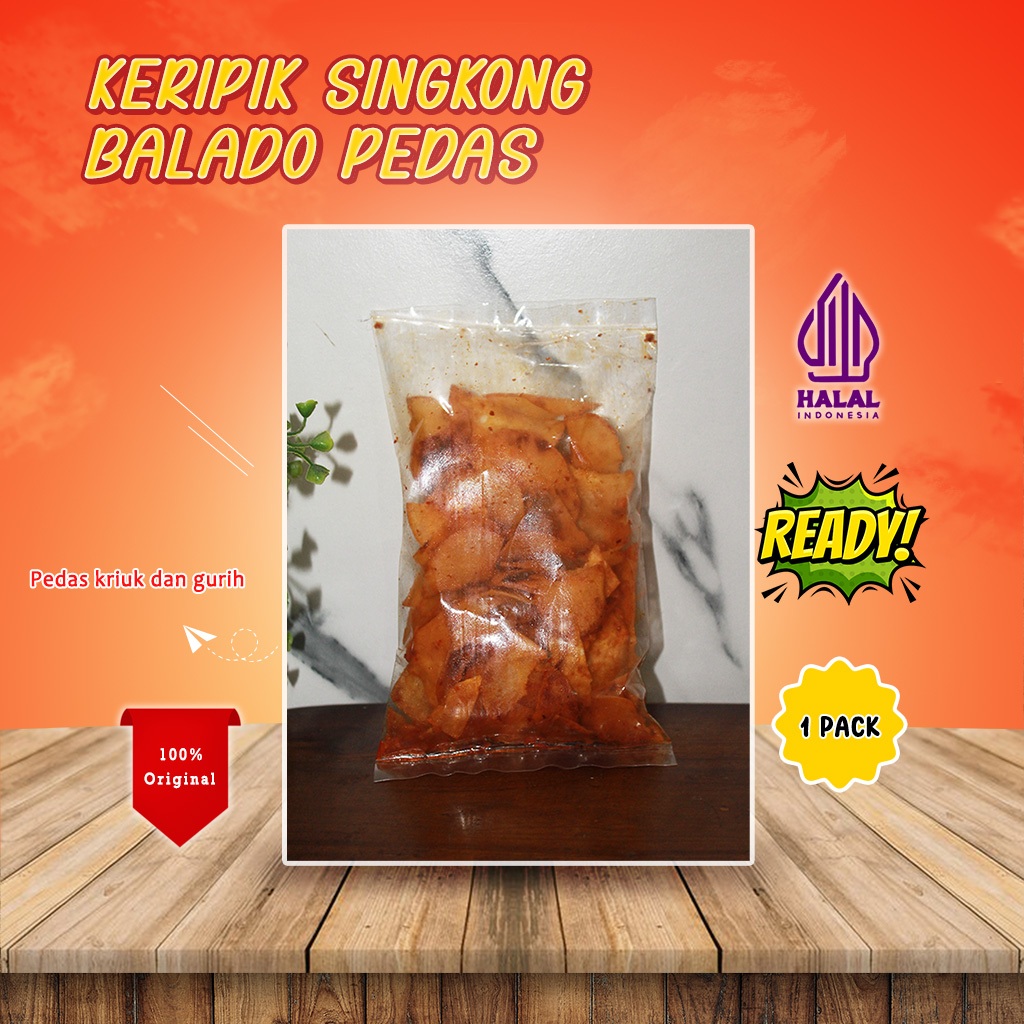 

Kripik Singkong Balado Pedas Gurih Snack Cemilan Makan Enak Kemasan 1 Pack 110gr