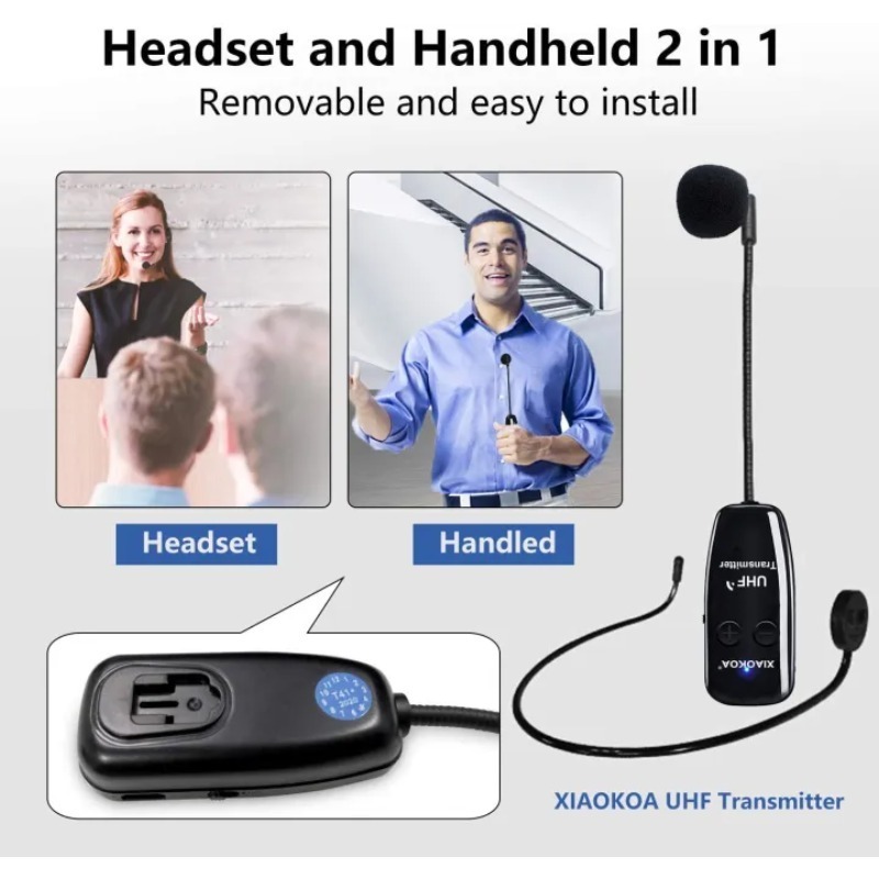 2in1 2.4G Wireless Mic Clip On Wireless Microphone Mikrofon Mic Nirkabel Headset Dengan Receiver Unt