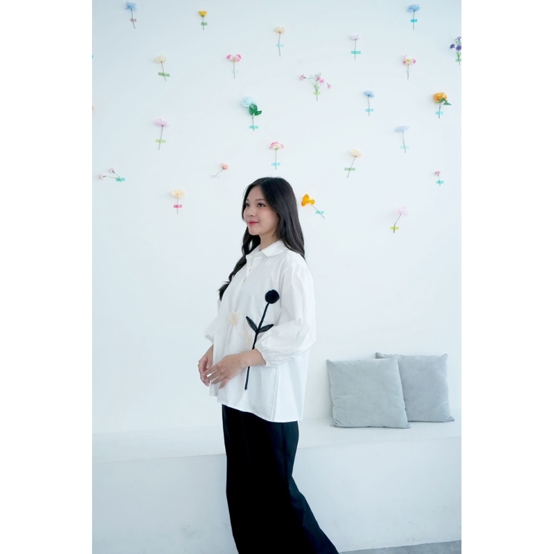 grevialabel - Flower Shirt - Kemeja Lengan Panjang Wanita Motif Bunga