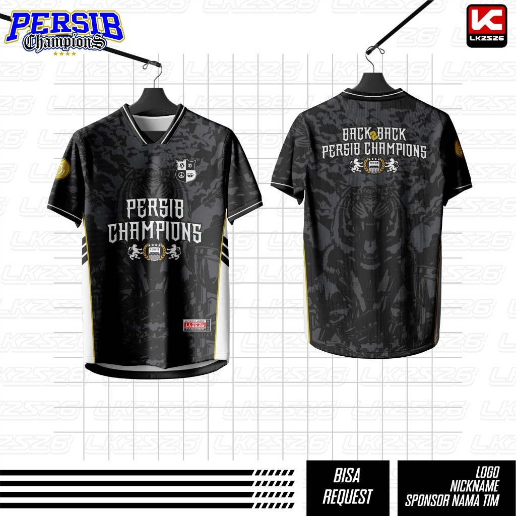 Jersey PERSIB BDG Champions Edition - Back to Back Juara Hitam Full Print Special