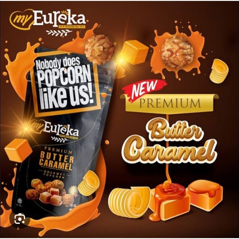 

READY NEW PREMIUM EUREKA BUTTER CARAMEL POPCORN POUCH 210 GRAM