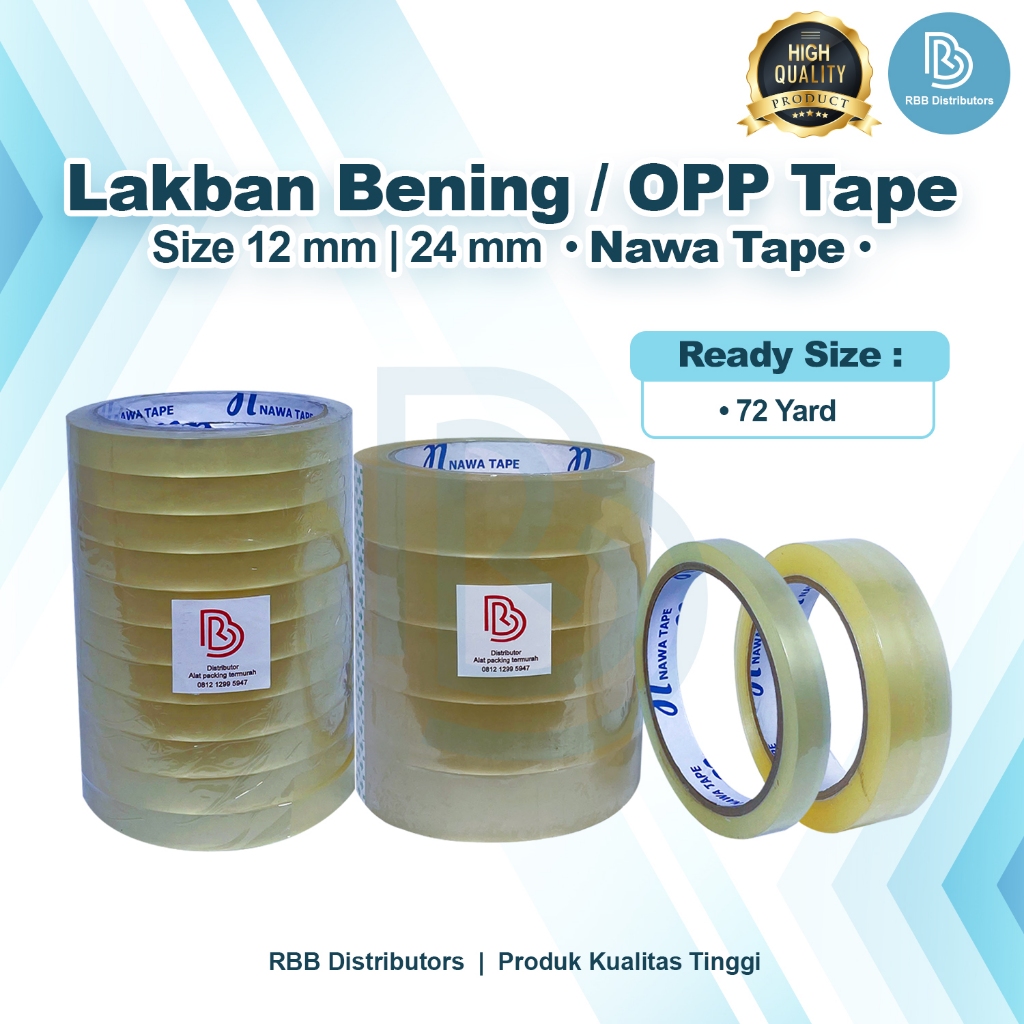 

Isolasi Bening / Solasi Bening 1 inch 12 mm 24 mm 72 Yard