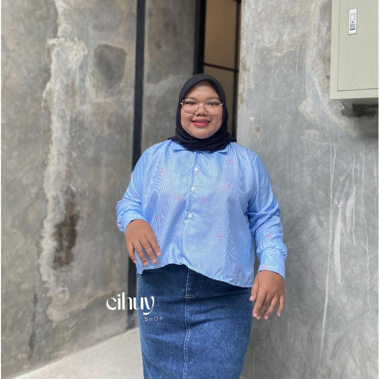 [CIHUY] - Lita Kemeja Crop Top Jumbo Wanita