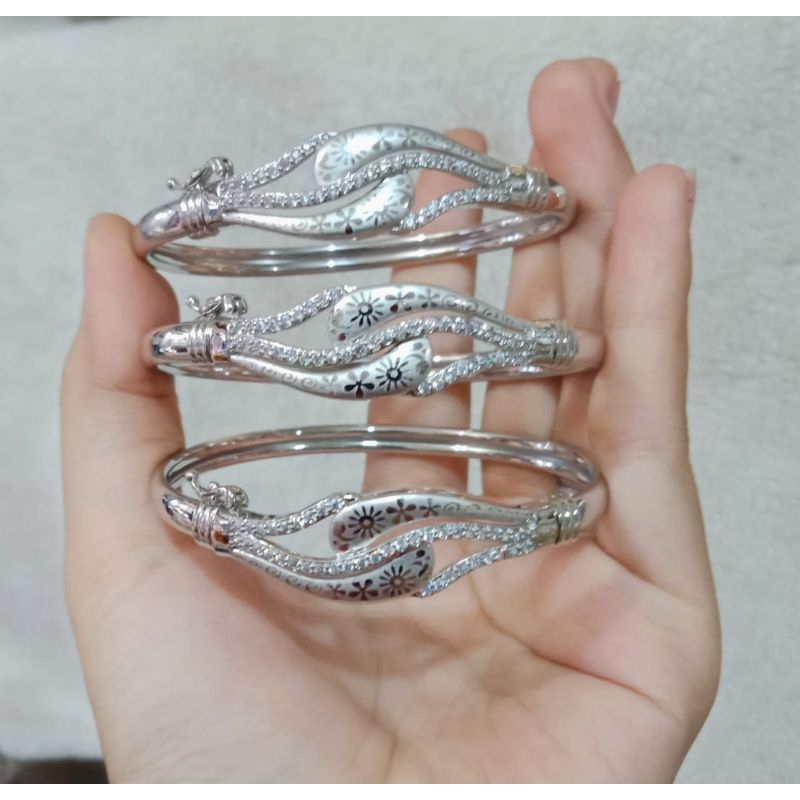 gelang tangan bangle motif warna silver xuping terbaru