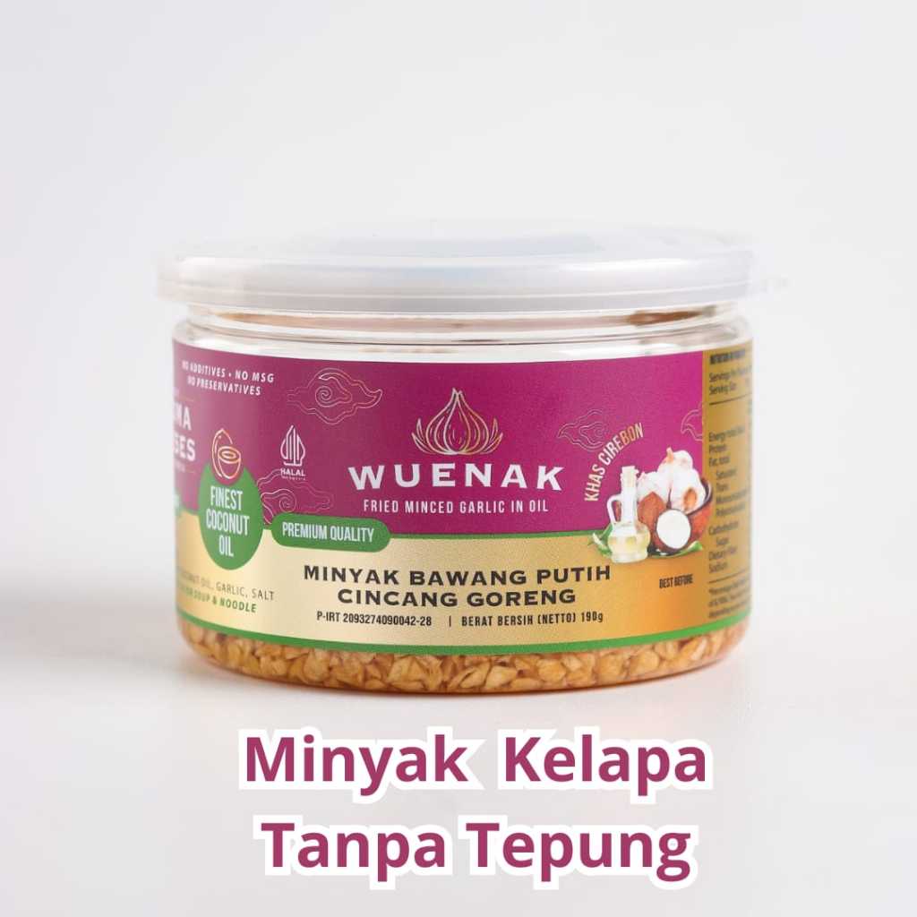 

MINYAK BAWANG PUTIH CINCANG GORENG KATING ASLI PREMIUM WUENAK NETTO 190 G BRUTO 225 G