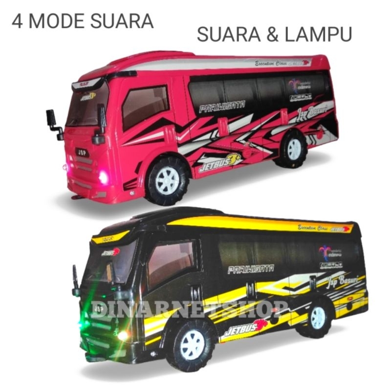Elf Mainan Mobil Travel Jetbus3 Elf Miniatur Bis Basuri Telolet Dengan Lampu dan Suara Permainan Edu