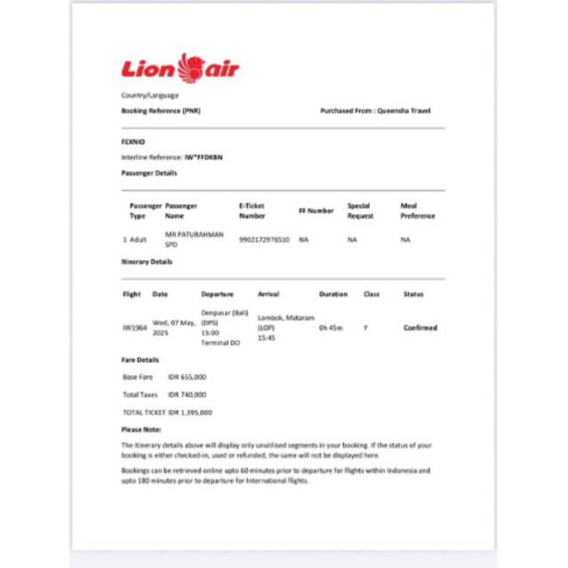 Dummy Tiket Pesawat Domestik/Internasional