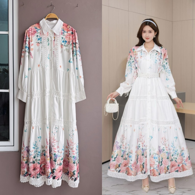 atika dress, dress goldy, Dress Maxi, gamis bangkok, gamis putih, white maxi, dress katun bordir, ga