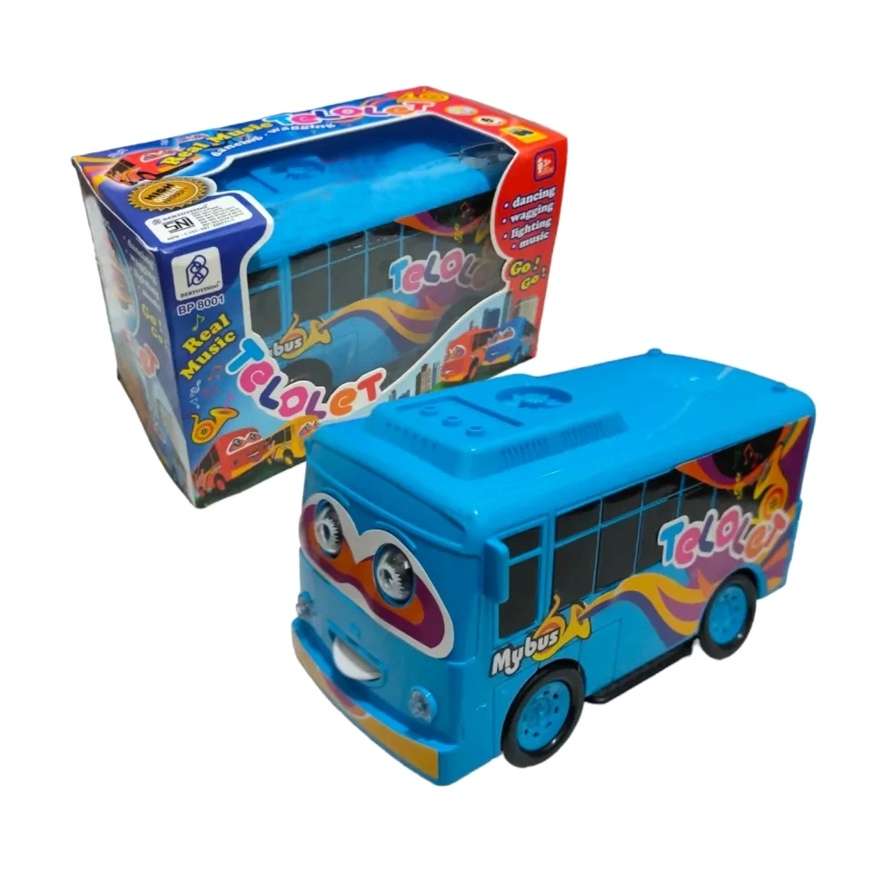 Mainan Bus Tayo Telolet Basuri Dengan Lampu Mobil Dancing Wagging Light Music Nyala