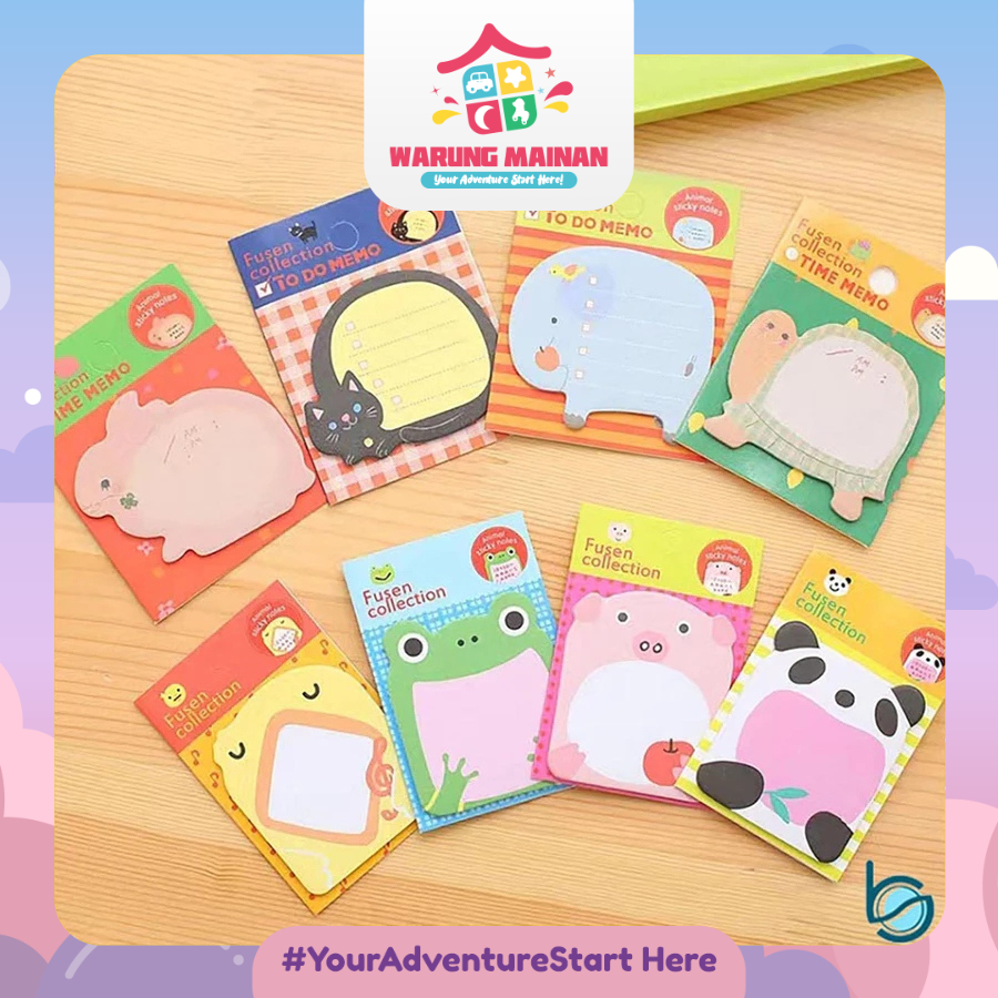 

[WARUNGMAINAN] [ATK22] Sticky Notes Motif Hewan Tempelan Kertas Index Memo Sticky Note Catatan Memo Note Karakter Animal Mini Book Karakter Binatang Lucu