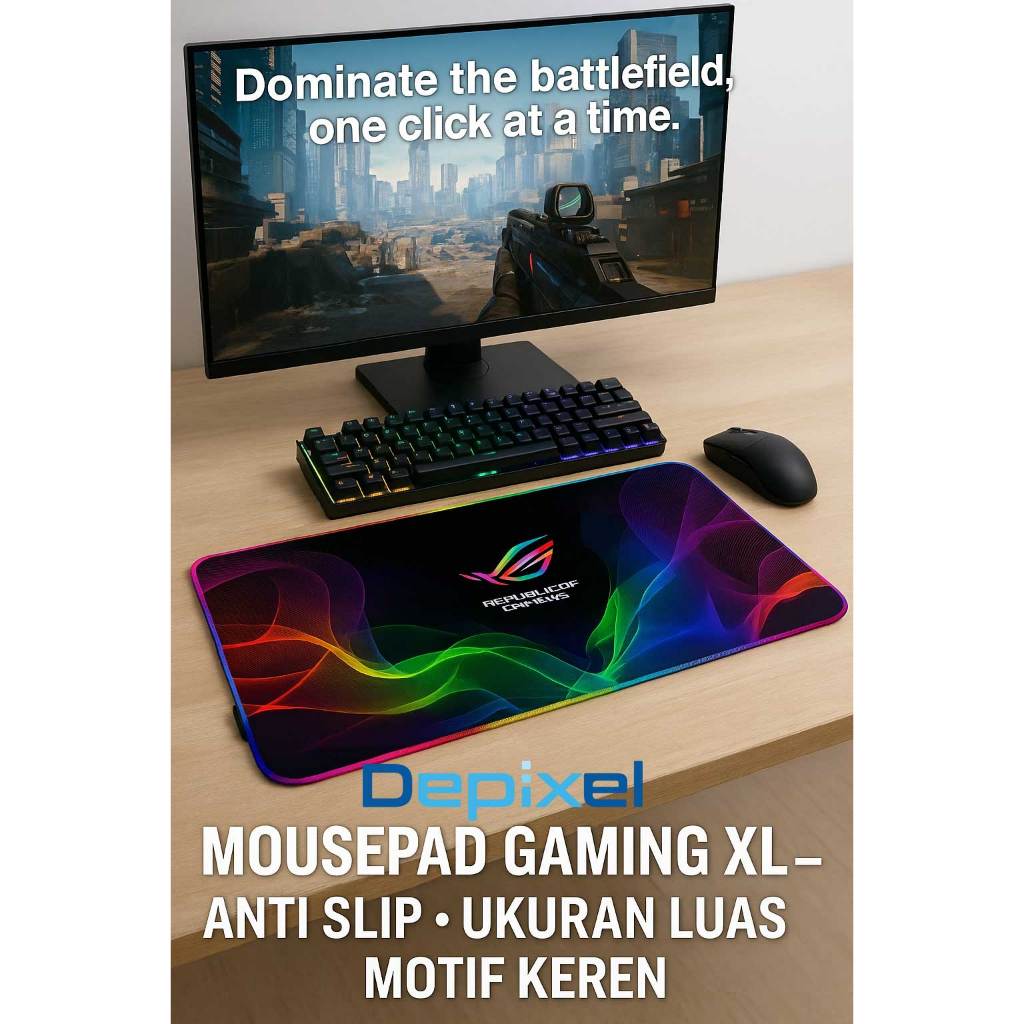 Mouse Pad Gaming RGB LED Glowing Anti Sl