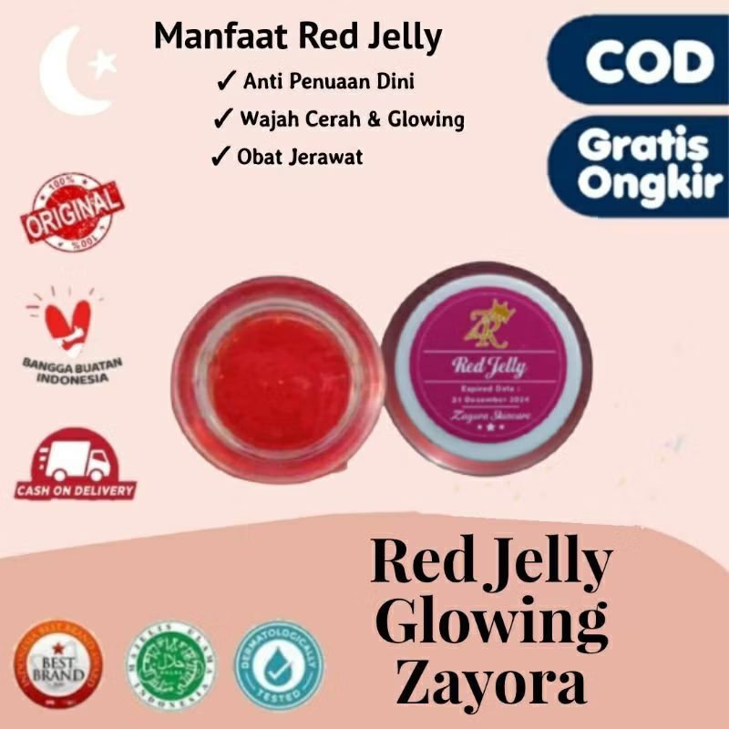Ready Stok [COD] Red Jelly Glowing Zayora All Skin Skincare 1000% Ori