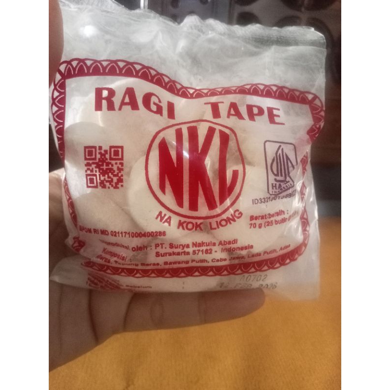 

ragi tape 70 gr isi 25 butir