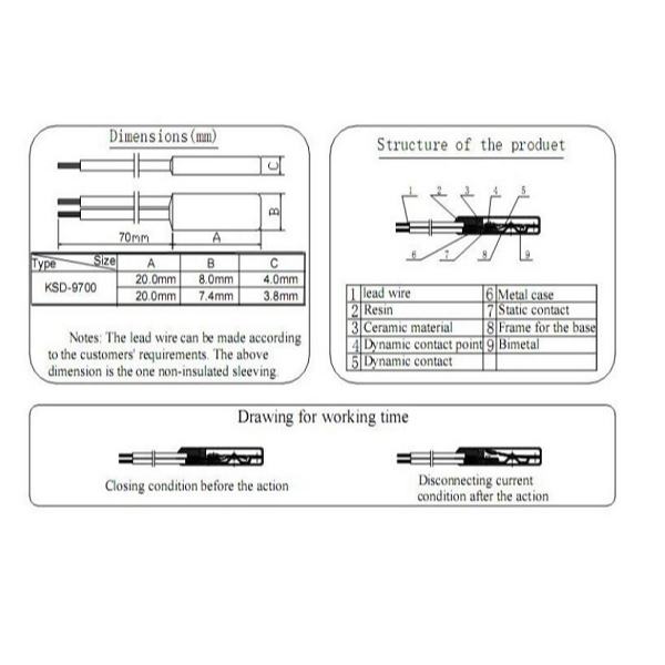 ES THERMOSTAT KSD9700 BRL130 KERAMIK NC 130 DERAJAT CELCIUS THERMOSTAT DINAMO POMPA AIR