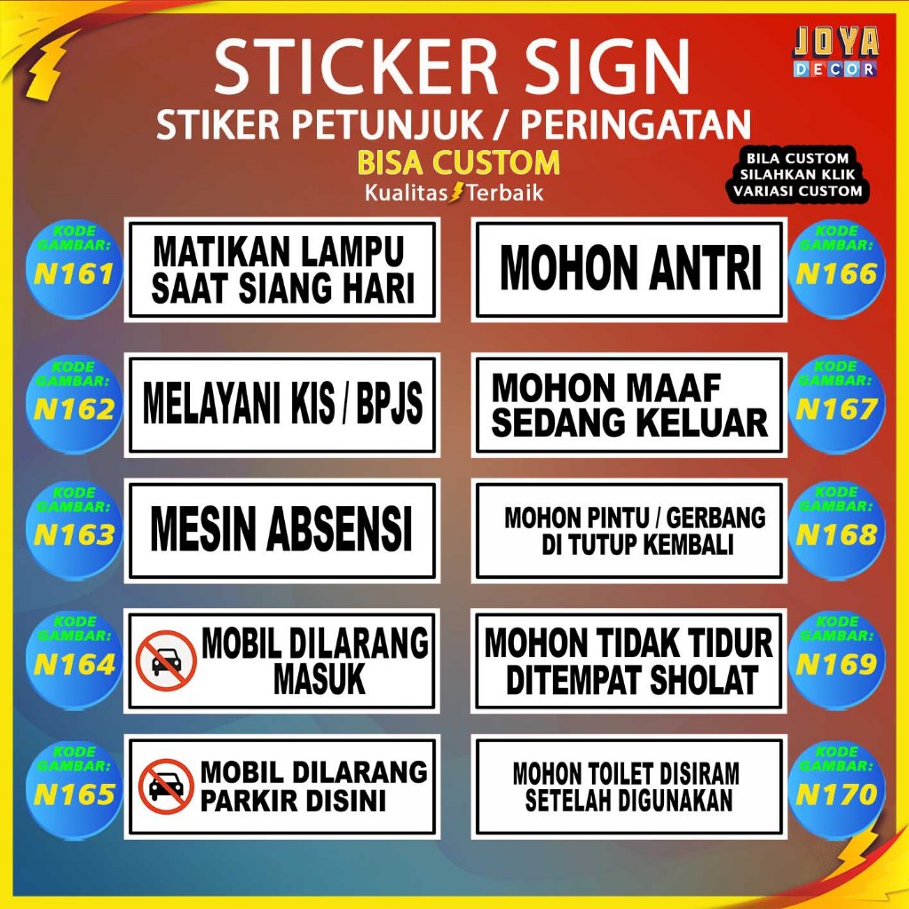

Sticker Stiker Petunjuk Warning Pengumuman mesin absensi mobil dilarang masuk paket taruh disini parkir gratis N161