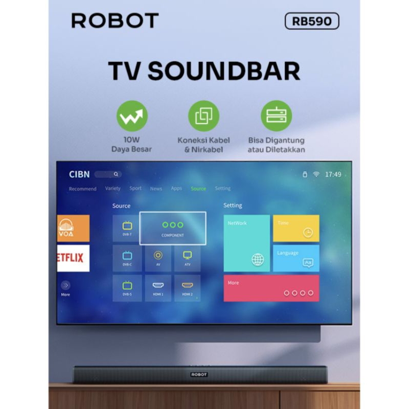robot rb590 speaker soundbar tv wireless dan kabel  original