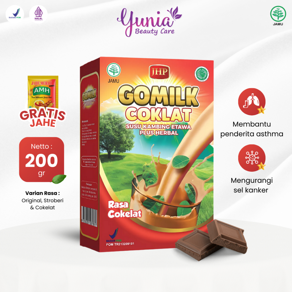 

[DISTRIBUTOR][GRATIS HADIAH] GOMILK Susu Kambing Etawa Plus Herbal Daun Kelor Salam 200gr Penambah Berat Badan Free Jahe BPOM Halal