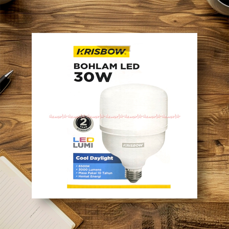 Krisbow Bohlam Led 30w Lumi Cool Daylight Bola Lampu Jumbo Besar 30watt Garansi 2tahun Hemat Energi 