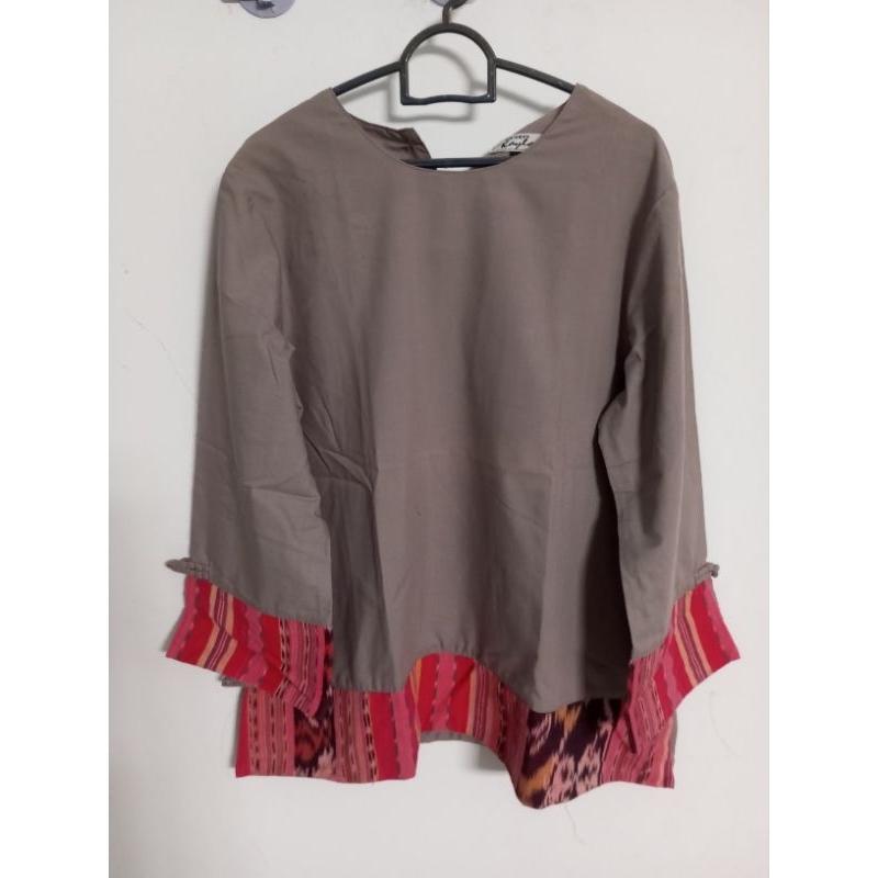 Blouse Tenun Atasan Wanita Warna Smoke Pink