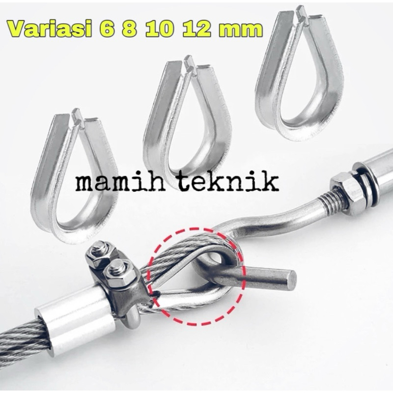 Thimble Seling Oval 6mm 8mm 9mm 10mm 12mm Bidal Penekuk Seling Penjepit Ujung Seling