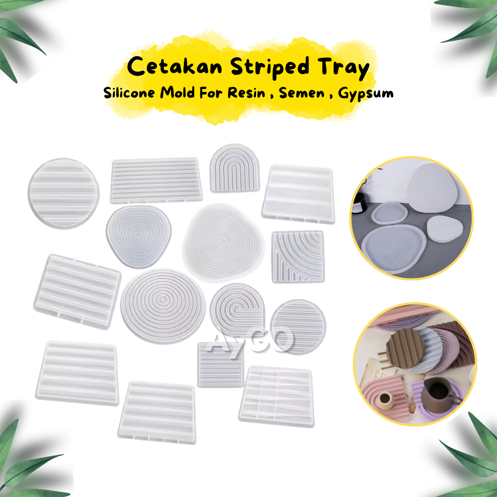 

Cetakan Coaster / Striped Tray Silicone Mold untuk Cetakan alas Tray dari Resin / Semen / Gypsum