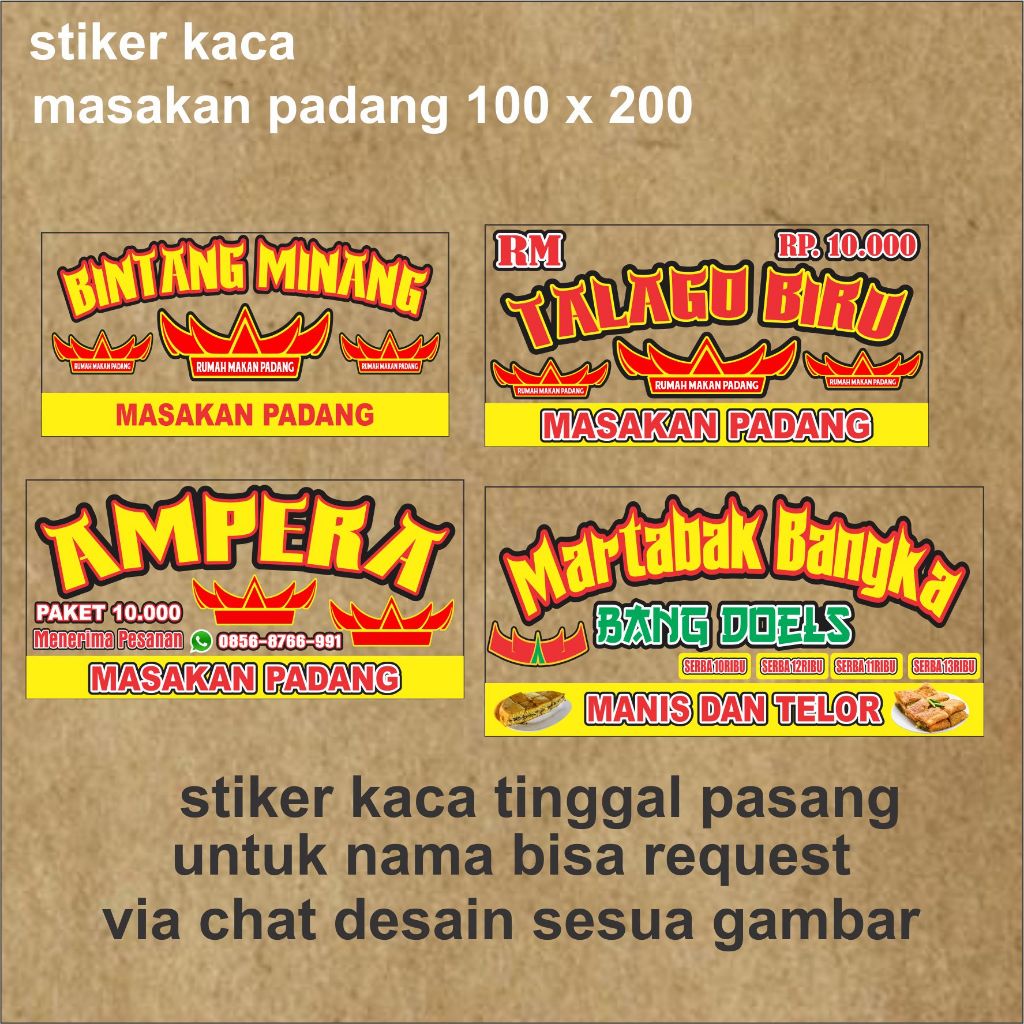 

STIKER ETALASE KACA NASI PADANG, KACA NASI PADANG, STIKER WARUNG NASI, WARTEG