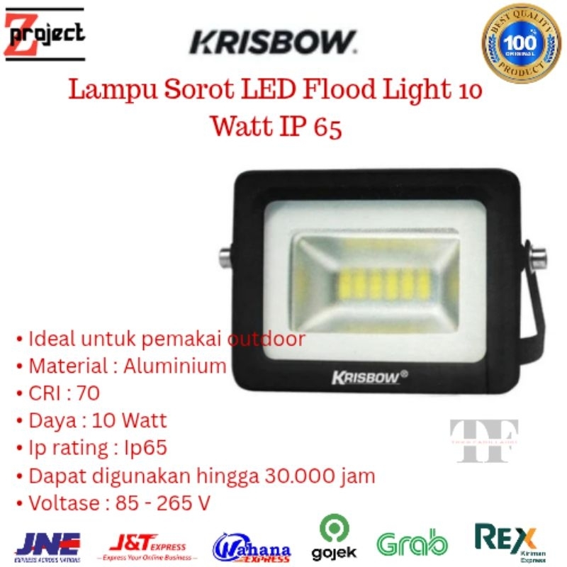 KRISBOW Lampu Sorot LED 10 Watt Ip 65 / Flood Light Krisbow 10 Watt / Lampu Tembak Led 10 Watt