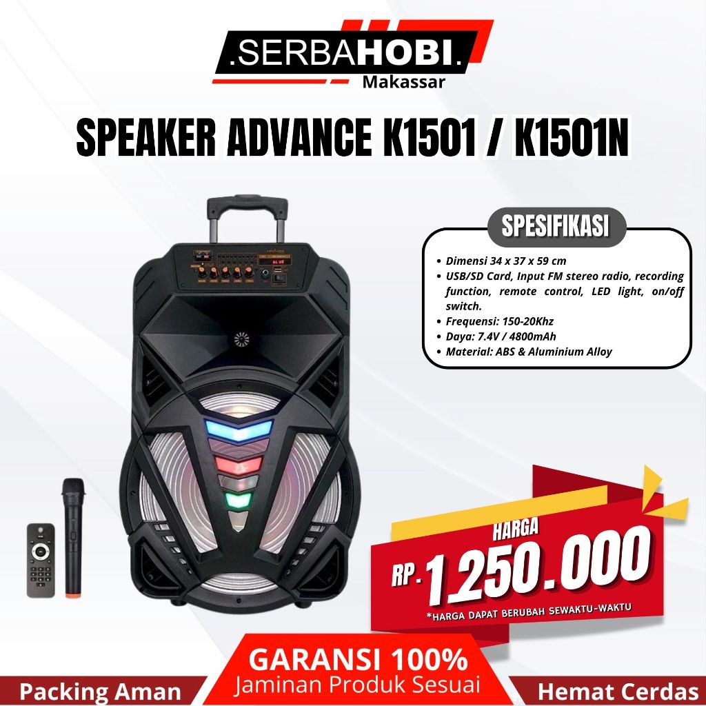 SPEAKER ADVANCE PORTABLE BISA UNTUK MEETING / KARAOKE K1501/K1501N FREE MICROPHONE